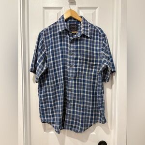 Vintage 1990s Arrow Blue Plaid Men's Shirt Distressed button up